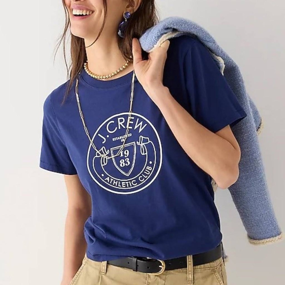 J CREW ATHLETIC CLUB RELAXED CREW NECK TEE MEDITERRANEAN BLUE NWT SZ XXL